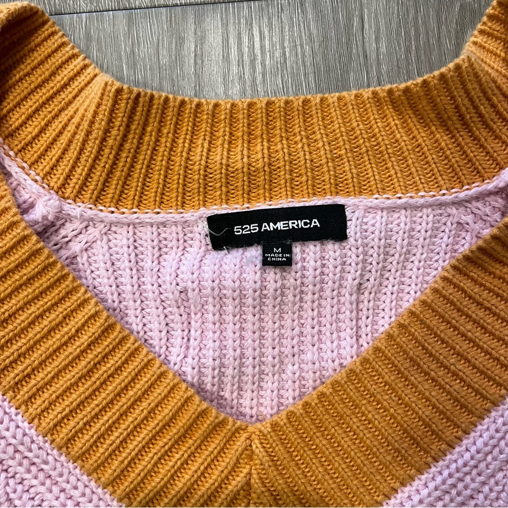 525 America Sweater Womens  Pullover Cable Pink Orange Preppy Casual - Picture 2 of 4